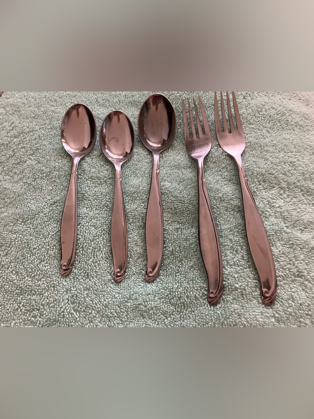 Everbrite Deluxe Stainless Silverware Lot MCM Curve EVS41 - Forks & Spoons 5 Pcs